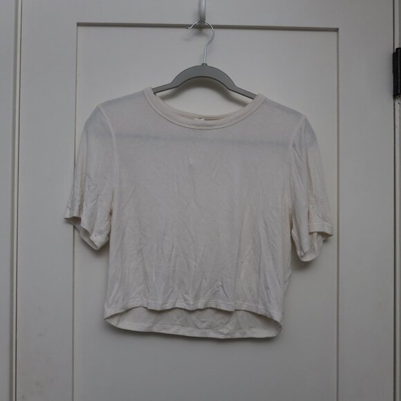 LULULEMON Off White Cream Cropped Tee 14 - Picture 1 of 5